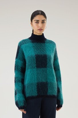 Check Turtleneck in Wool and Mohair Blend