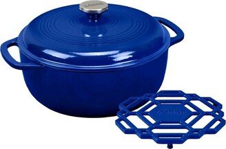 6qt Cast Iron Enamel Dutch Oven Blue