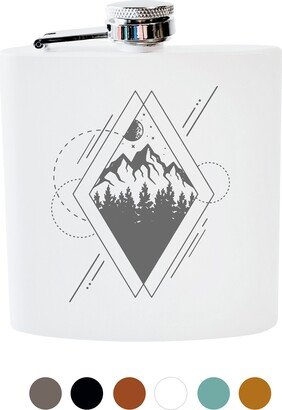 Flask - Diamond Geometric Mountains. Personalized Camping Hiking Gift For Her Woman Sister Girlfriend