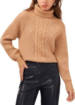 Women's Turtleneck Back-Cutout Raglan-Sleeve Sweater