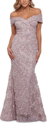 Off-The-Shoulder Lace Gown-AA