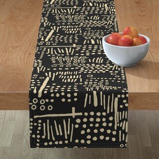 Table Runners: Abstract Tribal - Black & Taupe Table Runner, 72X16, Black