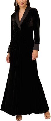 Women's Velvet Twist-Front Tuxedo Gown