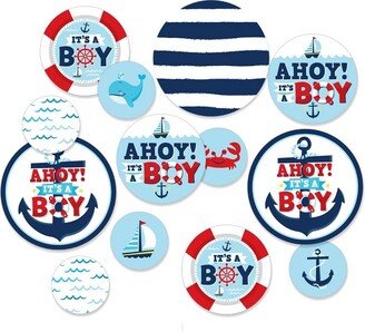 Big Dot of Happiness Ahoy It's a Boy - Nautical Baby Shower Giant Circle Confetti - Party Decorations - Large Confetti 27 Count