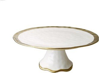 Porcelain White Cake Stand with Gold Border