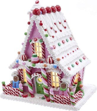 Kurt S. Adler Kurt Adler 10-Inch Pink Battery-Operated Candy LED Gingerbread House Table Piece