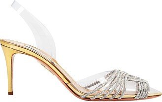 Gatsby Crystal-Embellished PVC Slingback Sandals