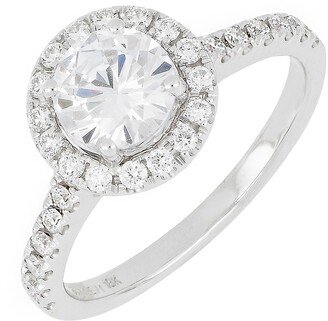 Pavé Diamond Halo Round Engagement Ring Setting