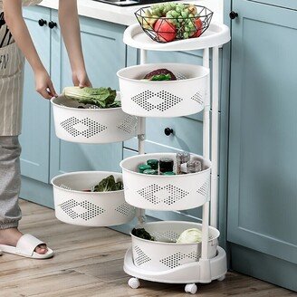 5 Tiers Kitchen Rotating Shelf Household Storage Rack with Wheels - 5-Tiers