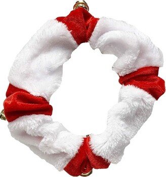 Midlee White/Red Dog Christmas Plush Jingle Bell Collar (Large)