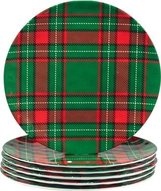 Christmas Plaid Melamine 11 Dinner Plates, Multicolor, Large, Set of 6