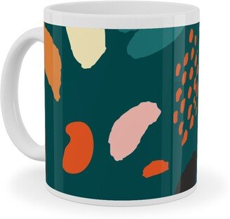 Mugs: Splashes Pattern - Green Ceramic Mug, White, 11Oz, Multicolor