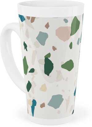 Mugs: Terrazzo - Green On Cream Tall Latte Mug, 17Oz, Green