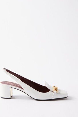 V-logo Leather Slingback Pumps