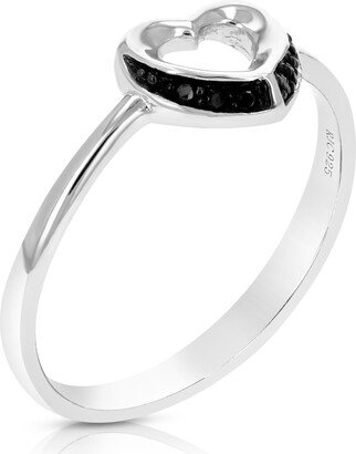 Vir Jewels 1/20 cttw Black Diamond Heart Ring .925 Sterling Silver with Rhodium