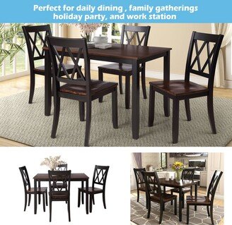 GREATPLANINC 5-Piece Dining Table Kitchen Table Set with 4 Solid Wood Dining Chairs