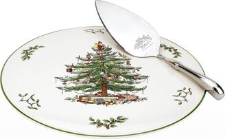 Christmas Tree Cake Plate & Server Set