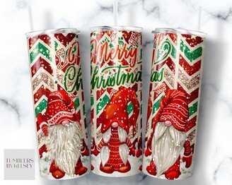 Custom Tumbler With Lid & Straw Merry Christmas Gnome Design -Comes & - 20Oz + 30Oz Available Holiday Party Gift