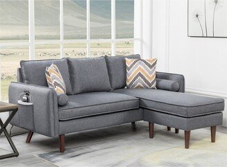 BESTCOSTY Sectional Sofa Chaise with USB Charger & Pillows