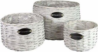 Gardener's Select GSALX16L05E Wood Weaved Baskets, 3 sizes, Light Grey