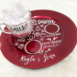 Personalized Cookies Milk For Santa Set/ Plate & Mug Treats Santa/ Christmas Eve Goodies