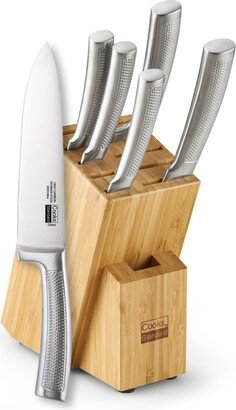 Kitchen Knife Set with Block 6-Piece, Stainless Steel Forge High Carbon German Blade with Expandable Bamboo Storage Block for Extra Slo