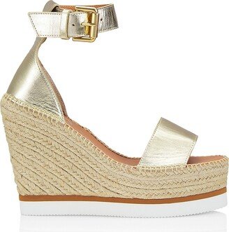 Glyn Metallic Leather Espadrille Wedges