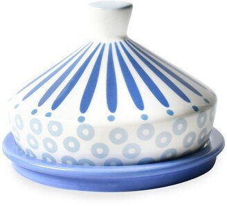 Iris Blue Burst Round Butter Dish