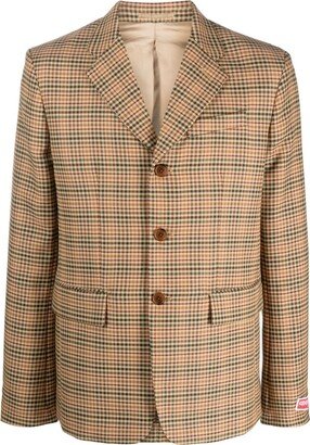 Checked Single-Breasted Blazer-AF