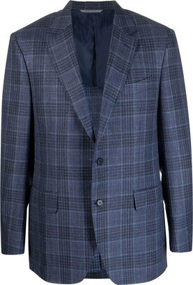 Single-Breasted Plaid Blazer-AB