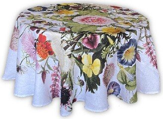 Round Linen Tablecloth Floral Garden Table Linens Rectangle 63''; 68''