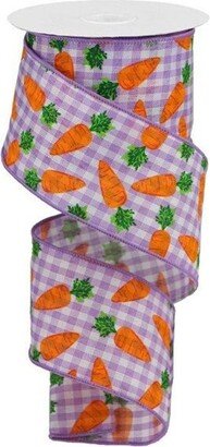 Easter Lavender Gingham Wired Carrot Ribbon, Easter, 2.5