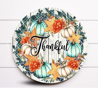 Wreath Sign, Fall Thankful Metal Teal Pumpkin Sugar Pepper Designs, Sign For Wreath, Supplies & Decor