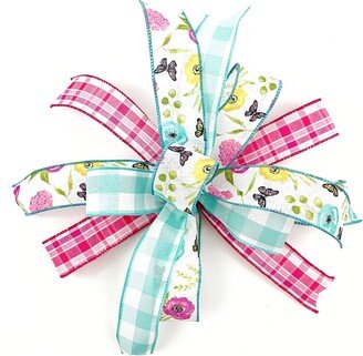 Pre-Made Decorative Floral Bow For Lantern Or Wreath Signs, Spring Summer Accessory Embellishment