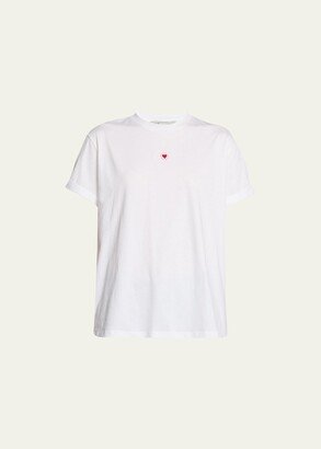 Heart-Embroidered jersey T-Shirt