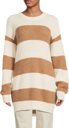 Soft Striped Alpaca-Blend Crewneck Sweater