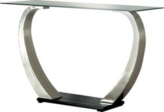 Sylvie Modern Curved Glass Top Sofa Table Silver/Black - HOMES: Inside + Out