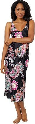 N by Natori Jaipur Satin Gown (Black Multi) Women's Pajama