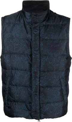 Paisley-Print Padded Gilet