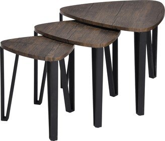 Nesting Coffee Table Set - Black/Brown- 3-Piece