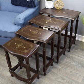 Natural Geo Home Furnishing Natural Geo Decorative Set of 4 Nesting Tables - Curved