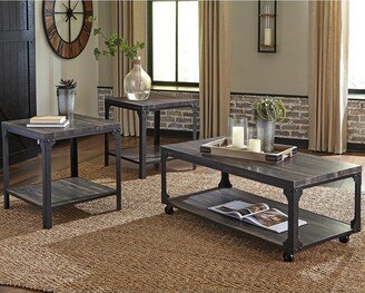 Jandoree Brown/Black Casual 3 Piece Occasional Table Set