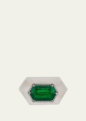 18k White Gold Emerald, Sapphire and Diamond Ring, EU 51.5 / US 6