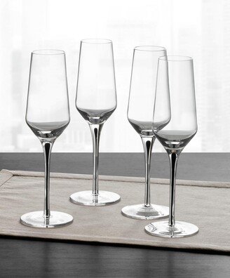 Black Stem Champagne Glasses, Set of 4, Created for Macy's