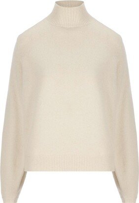 Balloon Sleeved Turtleneck Knit Jumper