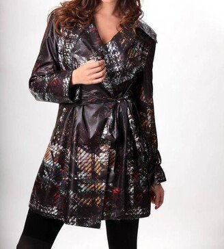 ANGEL Belted Trench Rain Jacket In Black Multi