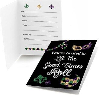 Big Dot of Happiness Mardi Gras - Fill In Masquerade Party Invitations (8 count)