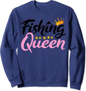 Funny Fishing Hobby Fishermen Fish Lover Gag Gift Fishing Queen Funny Fisherman Aquatic Enthusiast Women Sweatshirt