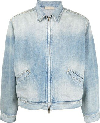 Denim Zip-Up Bomber Jacket