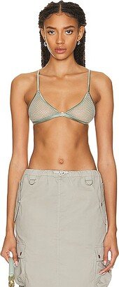 Rhinestone Fishnet Triangle Bra in Sage